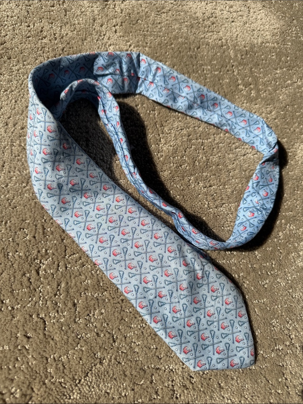 Vineyard Vines Lacrosse Patterned Silk Tie  Martha’s Vineyard Light Blue Color